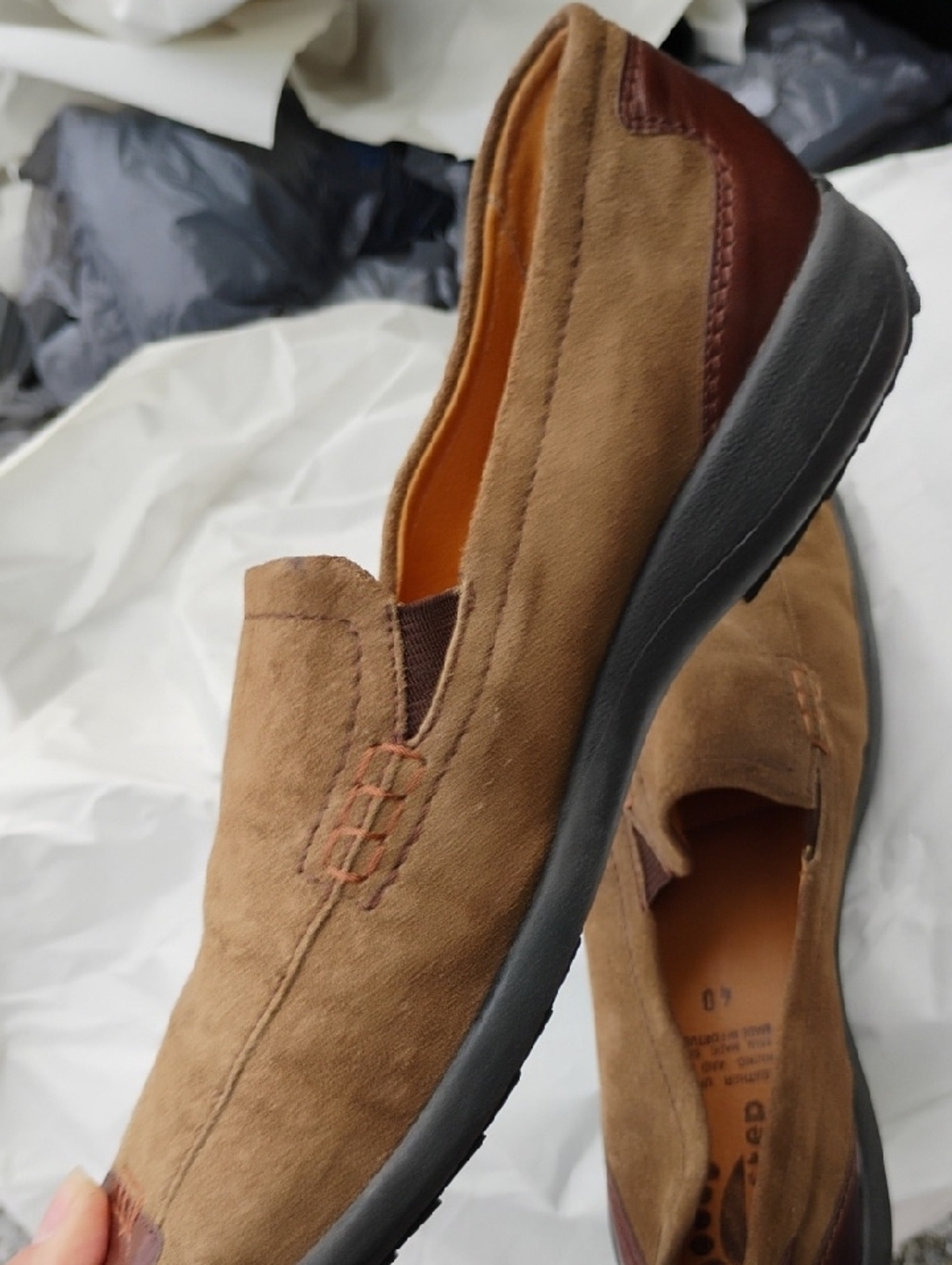 NWOT pring Step Suede Slip-On Loafers in Tan/Brown (D-56) - Picture 8 of 10